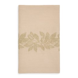 Nappe Oreti en coton et lin beige broderie cacao en lurex doré 150x250cm