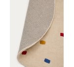 Tapis Luli 100 % coton blanc avec pois multicolores Ø 120 cm