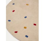 Tapis Luli 100 % coton blanc avec pois multicolores Ø 120 cm
