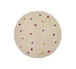 Tapis Luli 100 % coton blanc avec pois multicolores Ø 120 cm