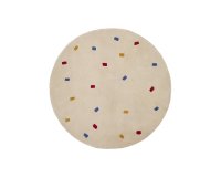 Tapis Luli 100 % coton blanc avec pois multicolores Ø 120 cm