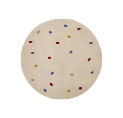 Luli white, 100% cotton rug with multi-coloured dots, Ø 120 cm