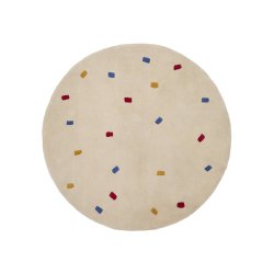 Luli white, 100% cotton rug with multi-coloured dots, Ø 120 cm