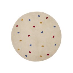 Luli white, 100% cotton rug with multi-coloured dots, Ø 120 cm