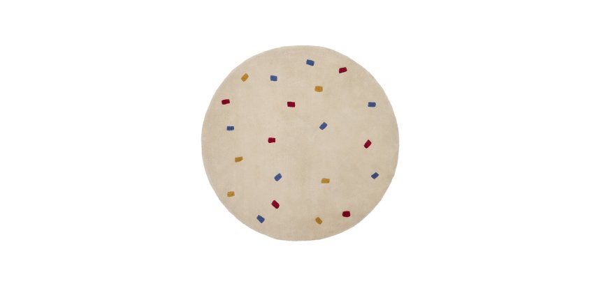 Tapis Luli 100 % coton blanc avec pois multicolores Ø 120 cm