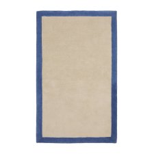 Tapis Nalim 100 % coton beige et bleu 90 x 150 cm