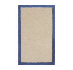 Nalim beige and blue,100% cotton rug 90 x 150 cm
