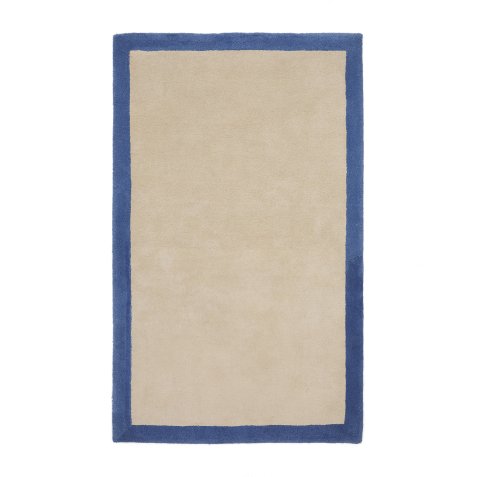 Tapis Nalim 100 % coton beige et bleu 90 x 150 cm