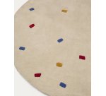 Tapis Luli 100 % coton blanc avec pois multicolores Ø 120 cm