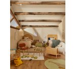 Chaise pour enfant Helda en tissu bouclette vert et bois de chêne