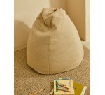 Pouf Vicka en tissu bouclette beige Ø 70 cm