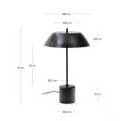 Lampe de table Sayra en marbre noir et métal peint noir