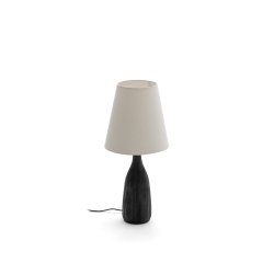 Luvia table lamp with a wooden base in a black painted finish