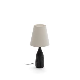 Luvia table lamp with a wooden base in a black painted finish