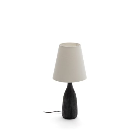 Luvia table lamp with a wooden base in a black painted finish