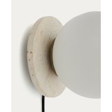 Malachi glass and travertine stone wall lamp