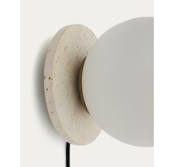 Malachi glass and travertine stone wall lamp