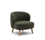 Fauteuil Ulit en tissu chenille vert et pieds en bois de hêtre finition naturelle