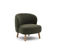Fauteuil Ulit en tissu chenille vert et pieds en bois de hêtre finition naturelle