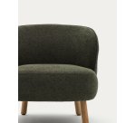 Fauteuil Ulit en tissu chenille vert et pieds en bois de hêtre finition naturelle