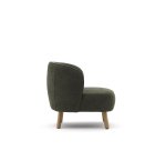 Fauteuil Ulit en tissu chenille vert et pieds en bois de hêtre finition naturelle