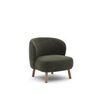 Fauteuil Ulit en tissu chenille vert et pieds en bois de hêtre finition naturelle