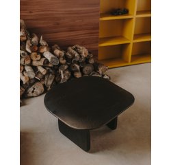 Pirita side table made from solid oak wood in a black finish, 70.6 x 70 cm