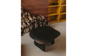 Pirita side table made from solid oak wood in a black finish, 70.6 x 70 cm