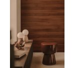 Lampe de table Okeni en travertin et verre