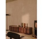 Meuble TV Onix en placage de noyer finition foncée 200 x 45 cm