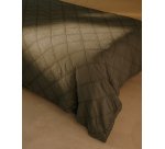 Couvre-lit Serla en tissu chenille 100 % coton vert à losanges pour lit de 150/160 cm