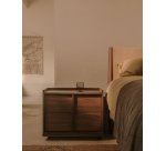 Table de nuit Onix 2 tiroirs en placage de noyer finition foncée 60 x 47 cm