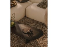 Pirita coffee table made from solid oak wood in a black finish, 146 x 56.5 cm