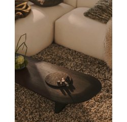 Pirita coffee table made from solid oak wood in a black finish, 146 x 56.5 cm