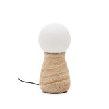 Okeni table lamp made of travertine and glass