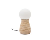 Lampada da tavolo Okeni in travertino e vetro