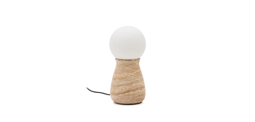 Lampe de table Okeni en travertin et verre