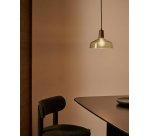 Plafonnier Silex en verre vert et bois de noyer Ø 40 cm