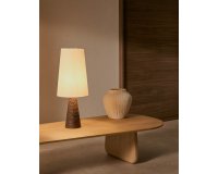 Amire table lamp made of wood in a dark finish