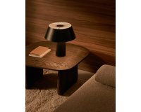 Lampada da tavolo Ancare in metallo nero e corda beige