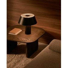 Lampe de table Ancare en métal noir et corde beige