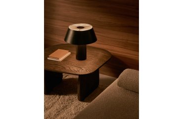 Lampe de table Ancare en métal noir et corde beige
