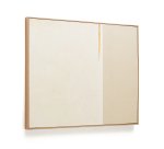 Cuadro abstracto Salin con raya horizontal de lino 80 x 100 cm