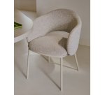 Chaise Maina en tissu chenille épais et pieds en acier beige