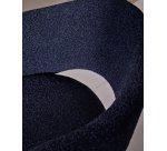 Chaise Maina en chenille épaisse bleue et pieds en acier finition bleue