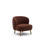 Fauteuil Ulit en tissu effet bouclette terracotta et pieds en bois de hêtre finition naturelle