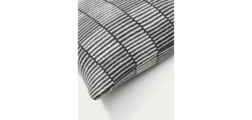 Housse de coussin Levu 100 % coton à rayures noir et blanc 45 x 45 cm