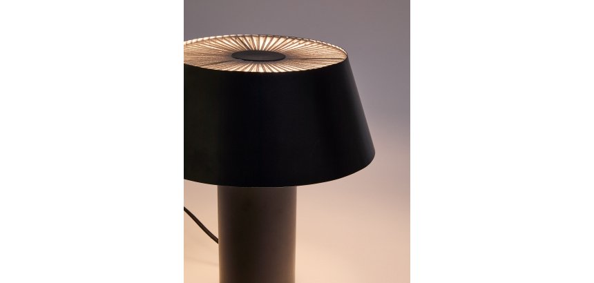 Lampe de table Ancare en métal noir et corde beige