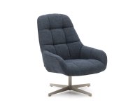 Poltrona girevole Jaspe blu e metallo con finitura grigio