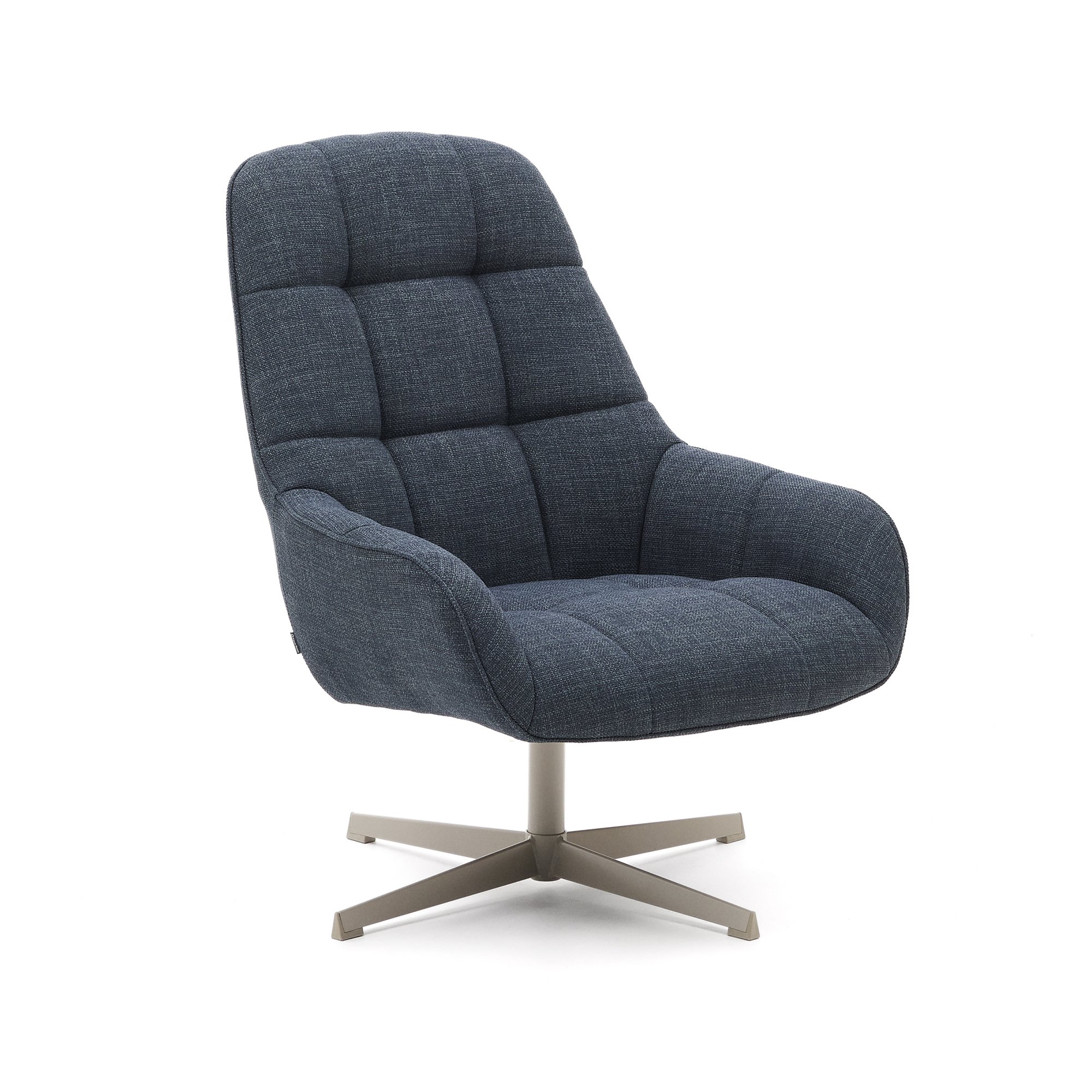 Jaspe blue swivel armchair with grey-finished metal, FSC 100%